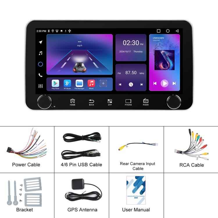 10.36 inch Screen Android 15 Car CarPlay Navigation Integrated Machine with Dual Knob, Standard, Standard+AHD+Microphone
