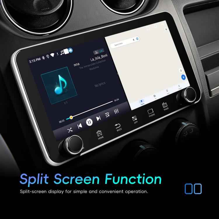 10.36 inch Screen Android 15 Car CarPlay Navigation Integrated Machine with Dual Knob, Standard, Standard+AHD+Microphone