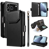 Multi Card Wallet Leather Phone Case with Strap
