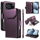 Multi Card Wallet Leather Phone Case with Strap