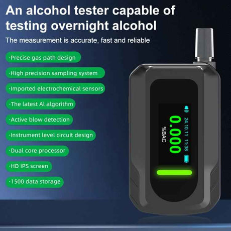 D2000 HD IPS Screen Portable Blow-Type High-Precision Alcohol Content Tester, D2000