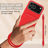 Integrated Card Bag Solid Color Liquid Silicone Phone Case Gen2 with Short Lanyard