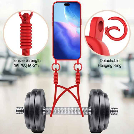 Integrated Card Bag Solid Color Liquid Silicone Phone Case Gen2 with Short Lanyard