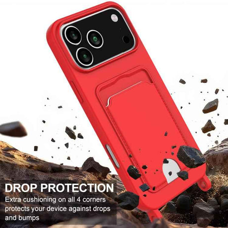 Integrated Card Bag Solid Color Liquid Silicone Phone Case Gen2 with Short Lanyard