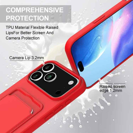Integrated Card Bag Solid Color Liquid Silicone Phone Case Gen2 with Short Lanyard