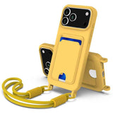 Integrated Card Bag Solid Color Liquid Silicone Phone Case Gen2 with Short Lanyard
