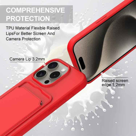 Integrated Card Bag Solid Color Liquid Silicone Phone Case Gen2 with Short Lanyard