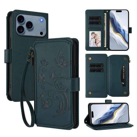 Butterfly Love Flower Multi-card Zipper Wallet Leather Phone Case