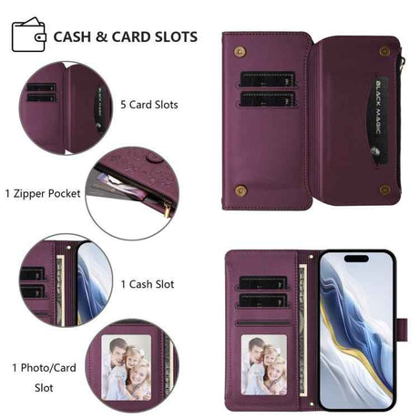 Butterfly Love Flower Multi-card Zipper Wallet Leather Phone Case