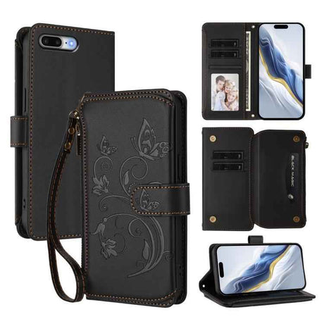 Butterfly Love Flower Multi-card Zipper Wallet Leather Phone Case