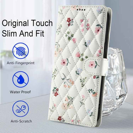 Flower Pattern Buckle Leather Phone Case with Lanyard