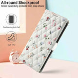 Flower Pattern Buckle Leather Phone Case with Lanyard