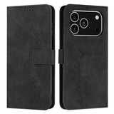 Skin Feel Heart Embossed Leather Phone Case with Long Lanyard
