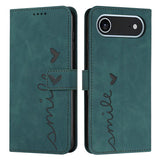 Skin Feel Heart Embossed Leather Phone Case with Long Lanyard