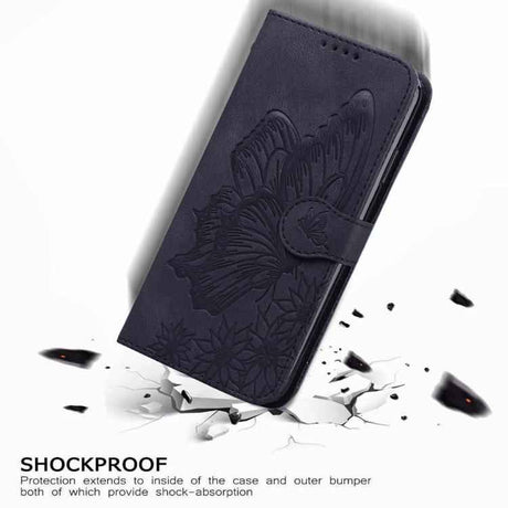 Retro Skin Feel Butterflies Embossing Horizontal Flip Leather Phone Case
