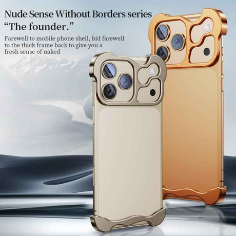 Frameless Metal Corner Pad Phone Case with Lens Film