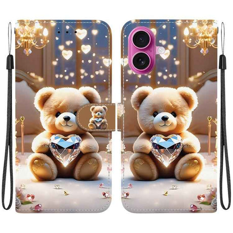 Crystal Texture Colored Drawing Leather Phone Case
