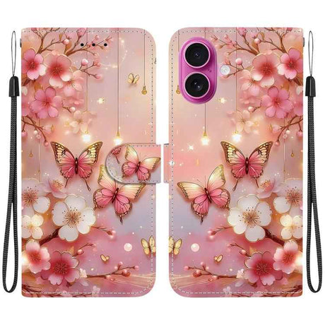 Crystal Texture Colored Drawing Leather Phone Case