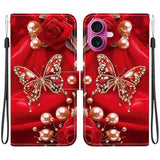 Crystal Texture Colored Drawing Leather Phone Case