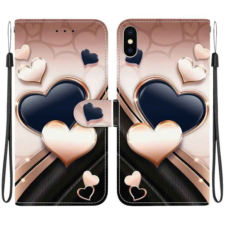 Crystal Texture Colored Drawing Leather Phone Case