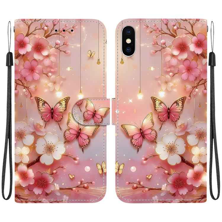 Crystal Texture Colored Drawing Leather Phone Case