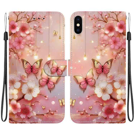 Crystal Texture Colored Drawing Leather Phone Case