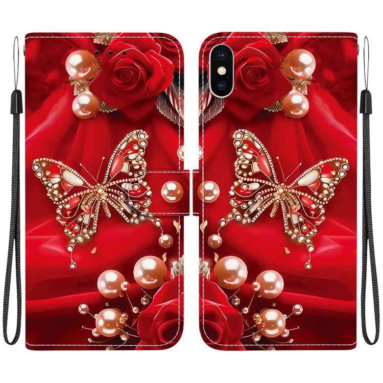 Crystal Texture Colored Drawing Leather Phone Case