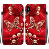 Crystal Texture Colored Drawing Leather Phone Case