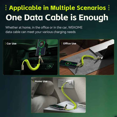 WK WDC-80 240W Car Charging Data Cable with Safety Hammer