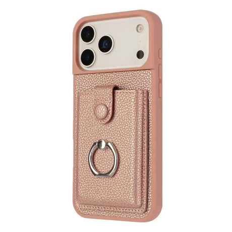 Litchi Texture Drawing Card Bag Ring Holder Phone Case