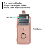 Litchi Texture Drawing Card Bag Ring Holder Phone Case