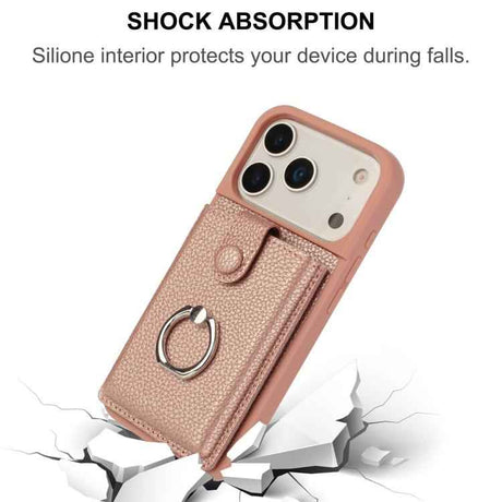 Litchi Texture Drawing Card Bag Ring Holder Phone Case
