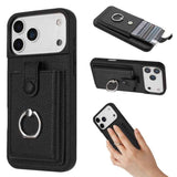 Litchi Texture Drawing Card Bag Ring Holder Phone Case