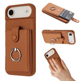 Litchi Texture Drawing Card Bag Ring Holder Phone Case