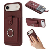 Litchi Texture Drawing Card Bag Ring Holder Phone Case