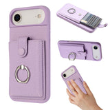 Litchi Texture Drawing Card Bag Ring Holder Phone Case