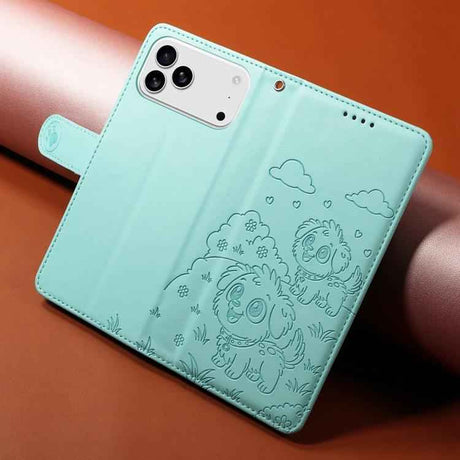 Embossed Heart Dog RFID Blocking Wallet Leather Phone Case