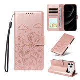 Embossed Heart Dog RFID Blocking Wallet Leather Phone Case