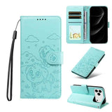Embossed Heart Dog RFID Blocking Wallet Leather Phone Case