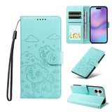 Embossed Heart Dog RFID Blocking Wallet Leather Phone Case