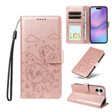 Embossed Heart Dog RFID Blocking Wallet Leather Phone Case