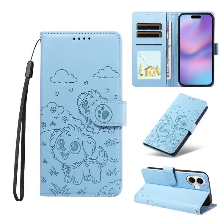 Embossed Heart Dog RFID Blocking Wallet Leather Phone Case