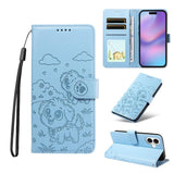 Embossed Heart Dog RFID Blocking Wallet Leather Phone Case