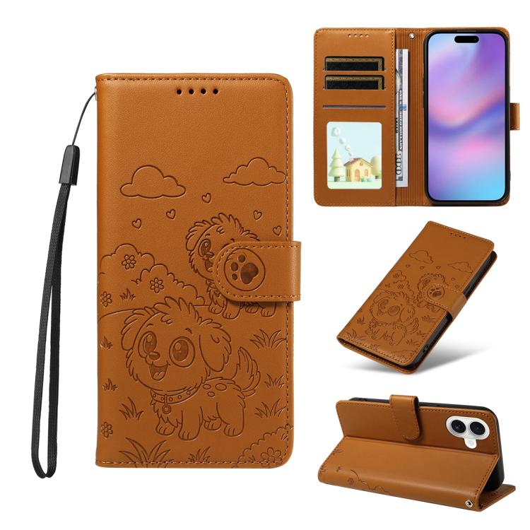 Embossed Heart Dog RFID Blocking Wallet Leather Phone Case