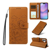 Embossed Heart Dog RFID Blocking Wallet Leather Phone Case