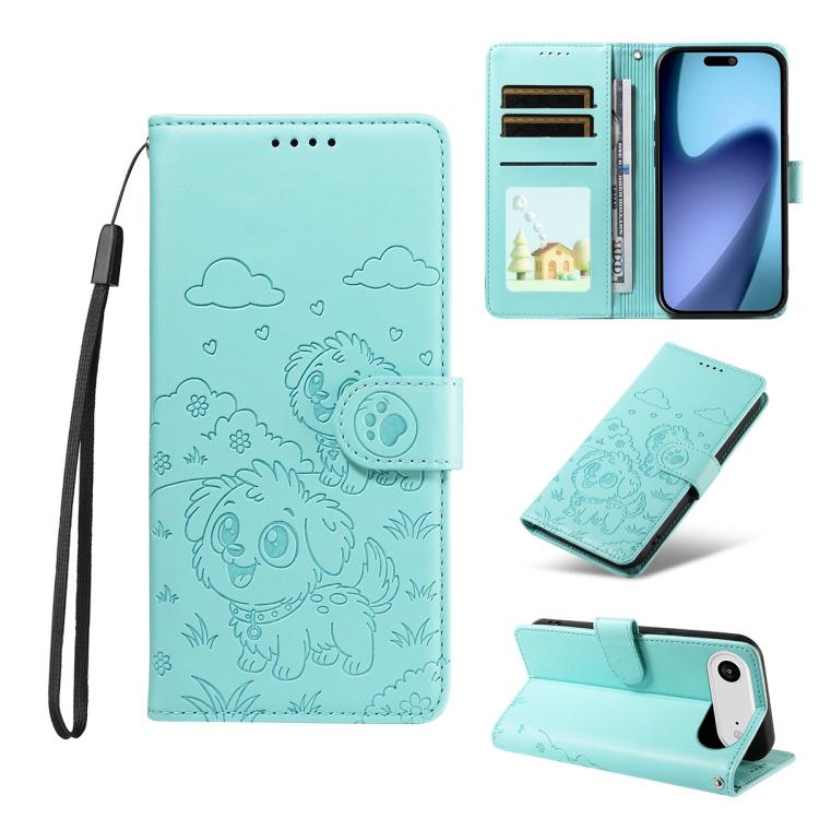 Embossed Heart Dog RFID Blocking Wallet Leather Phone Case