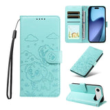 Embossed Heart Dog RFID Blocking Wallet Leather Phone Case