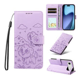 Embossed Heart Dog RFID Blocking Wallet Leather Phone Case