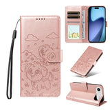Embossed Heart Dog RFID Blocking Wallet Leather Phone Case