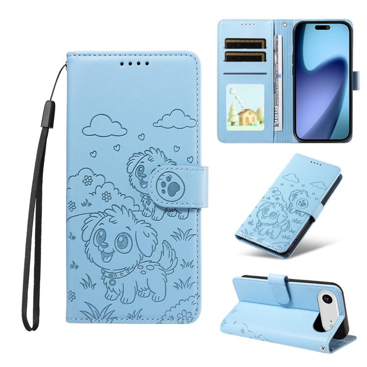 Embossed Heart Dog RFID Blocking Wallet Leather Phone Case